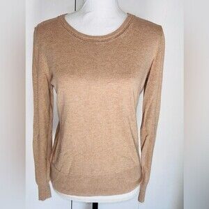 Azur Collection Tan Lightweight Crew Neck Sweater Size Medium Minimalist